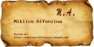 Miklics Alfonzina névjegykártya